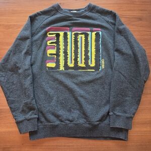 Rare Kenzo Paris Graphic LOVE Embroidered Logo Crewneck Sweatshirt Dark Green M